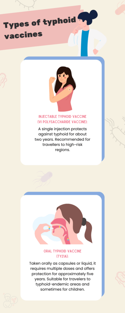 Types of typhoid vaccines