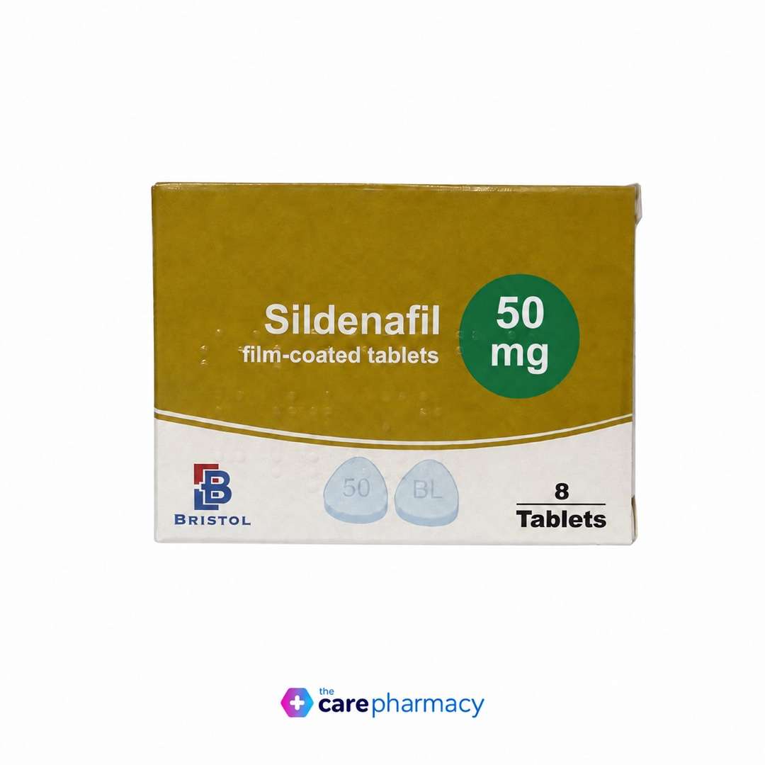 Sildenafil 50 mg tablets with a green strength panel