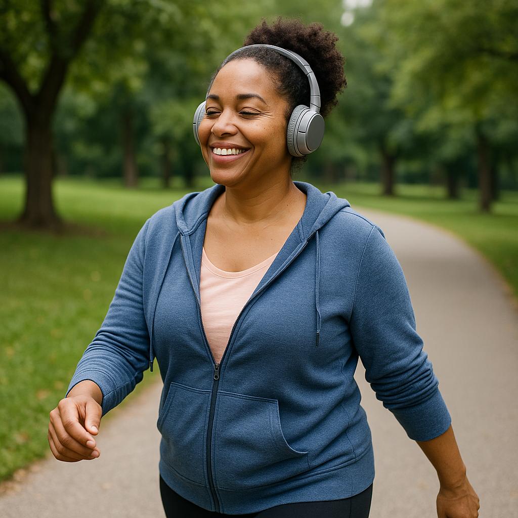 Woman walking through the park
