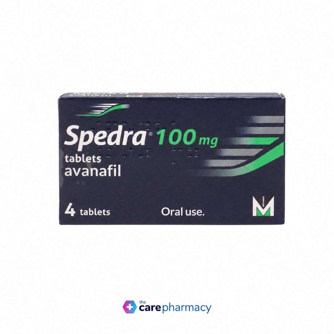 Avanafil 100 mg tablets – illustrative Spedra pack with green strength label