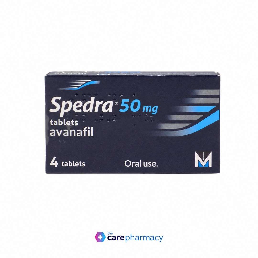 Avanafil 50 mg tablets – illustrative Spedra pack with blue strength label
