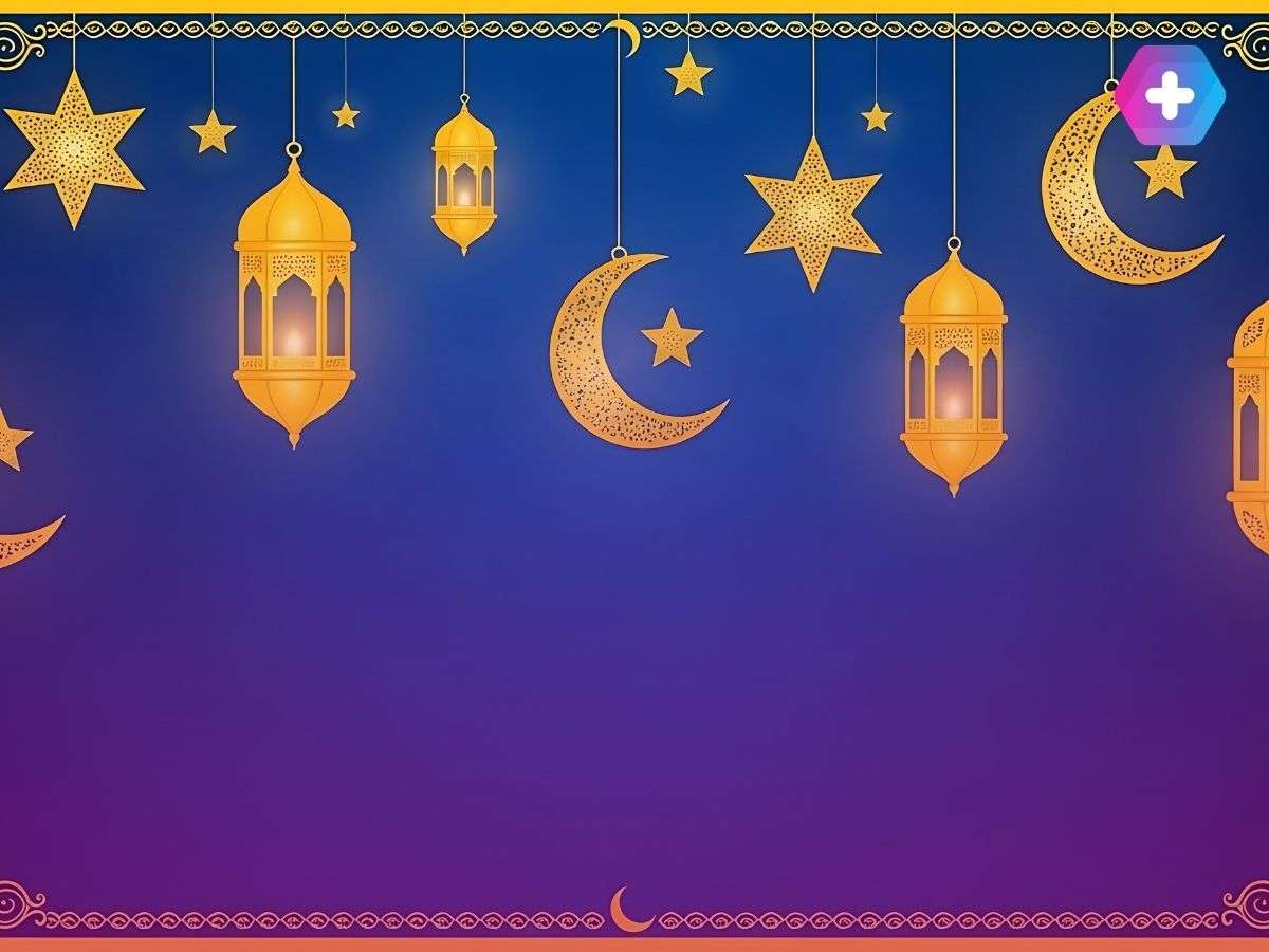 Ramadan decorations on blue background