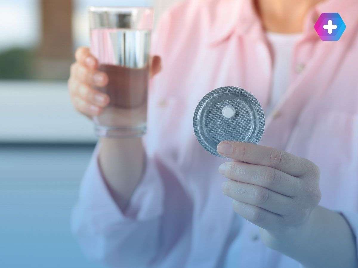 Woman taking emergency contraception