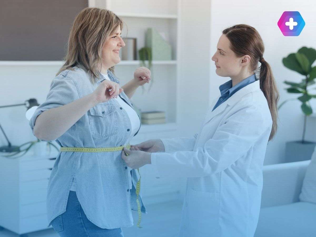 Woman losing weight on injections