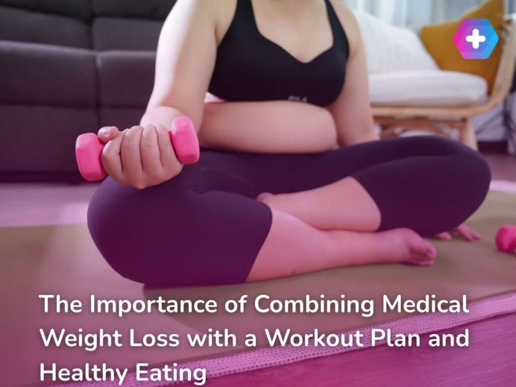 overweight woman in workout gear lifting weight