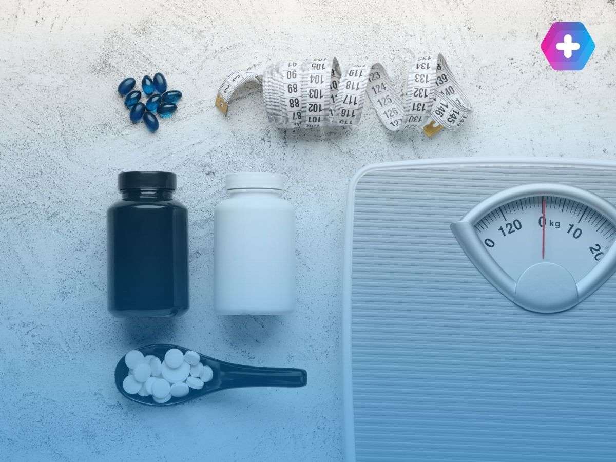 Orlistat tablets for weight loss and scales