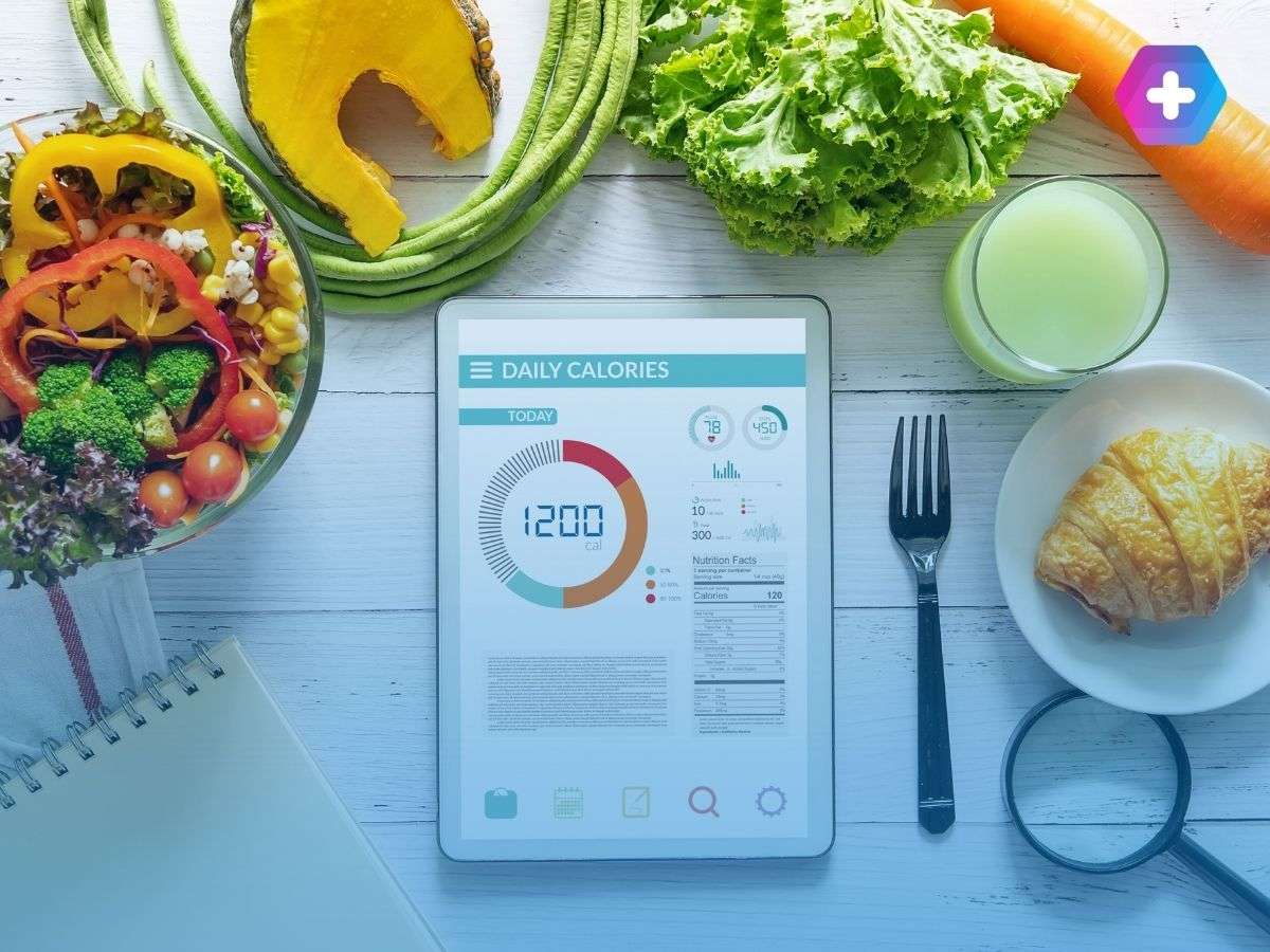 Calorie counting on an app with healthy food