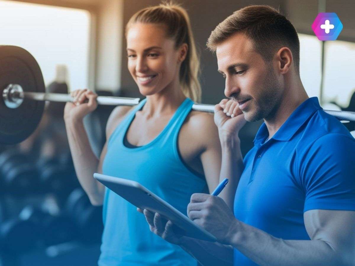 Woman exercising with a personal trainer