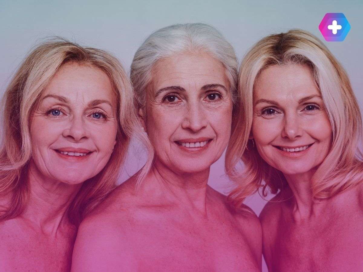 group of three older women smiling