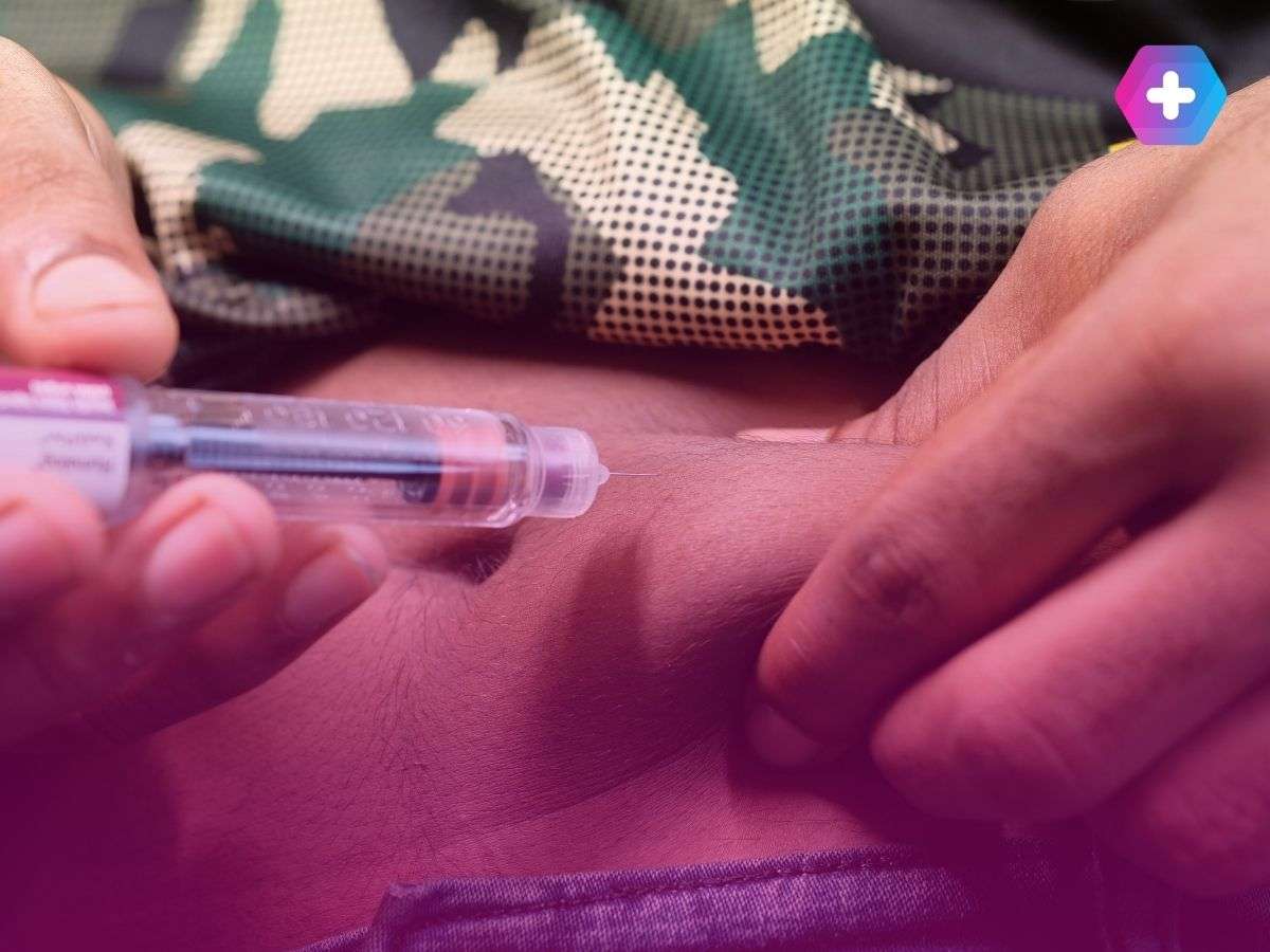 person using weight loss injection