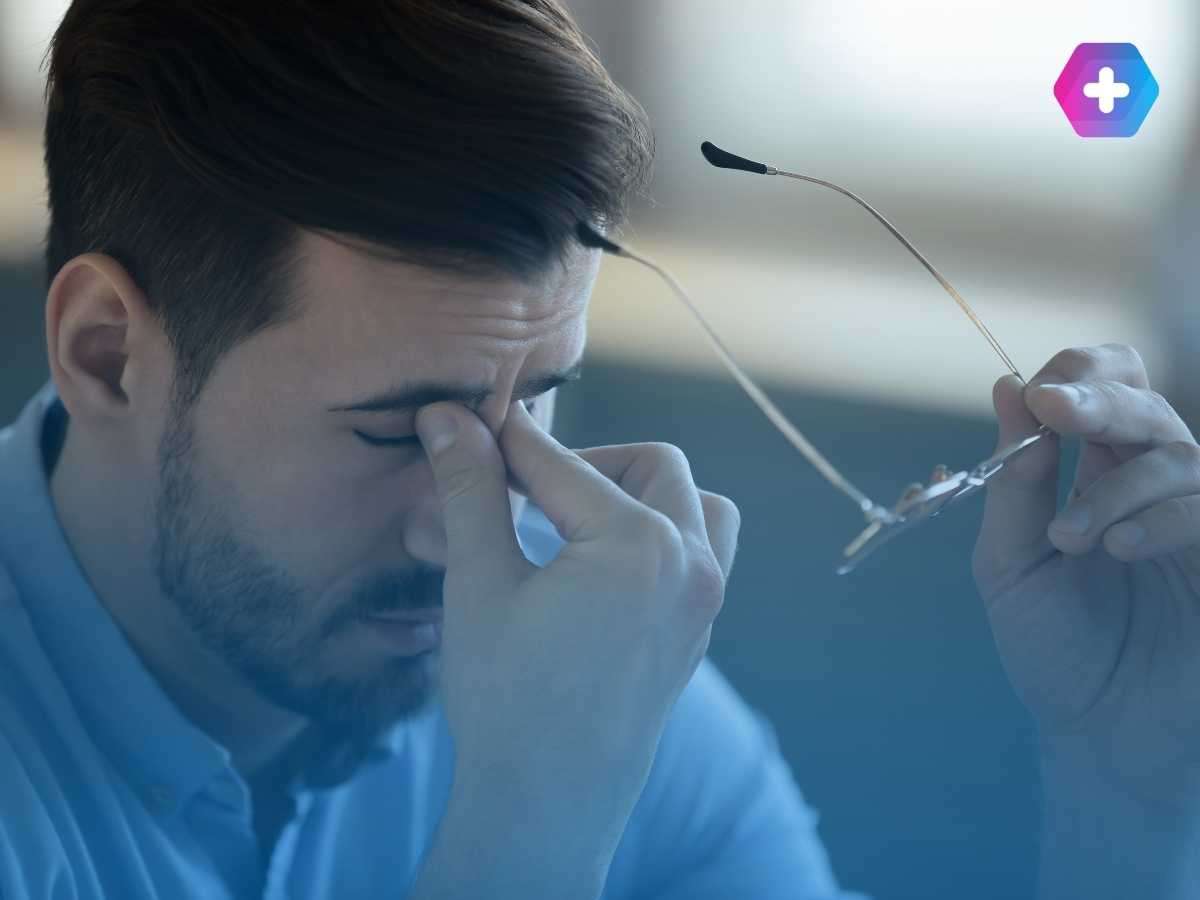 Stressed man struggling with low testosterone