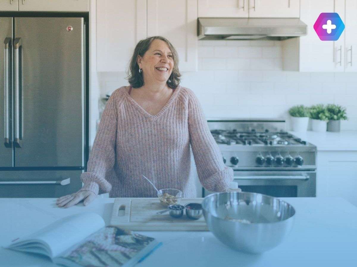 Woman healthy cooking for menopause weight loss