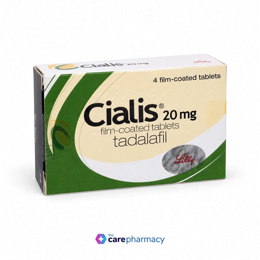 Cialis 20 mg four-tablet pack illustration – The Care Pharmacy