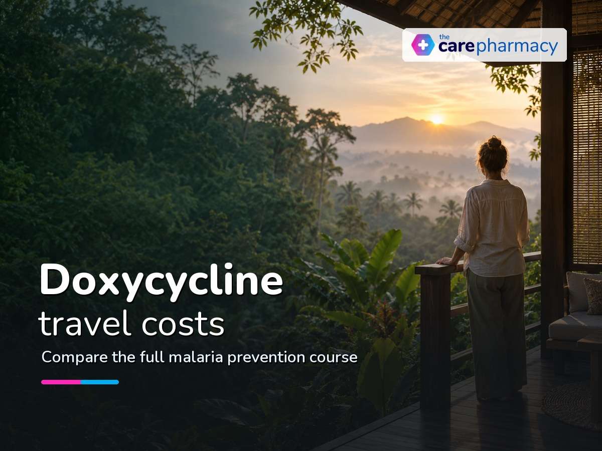 Traveller on a screened tropical veranda for a doxycycline price guide