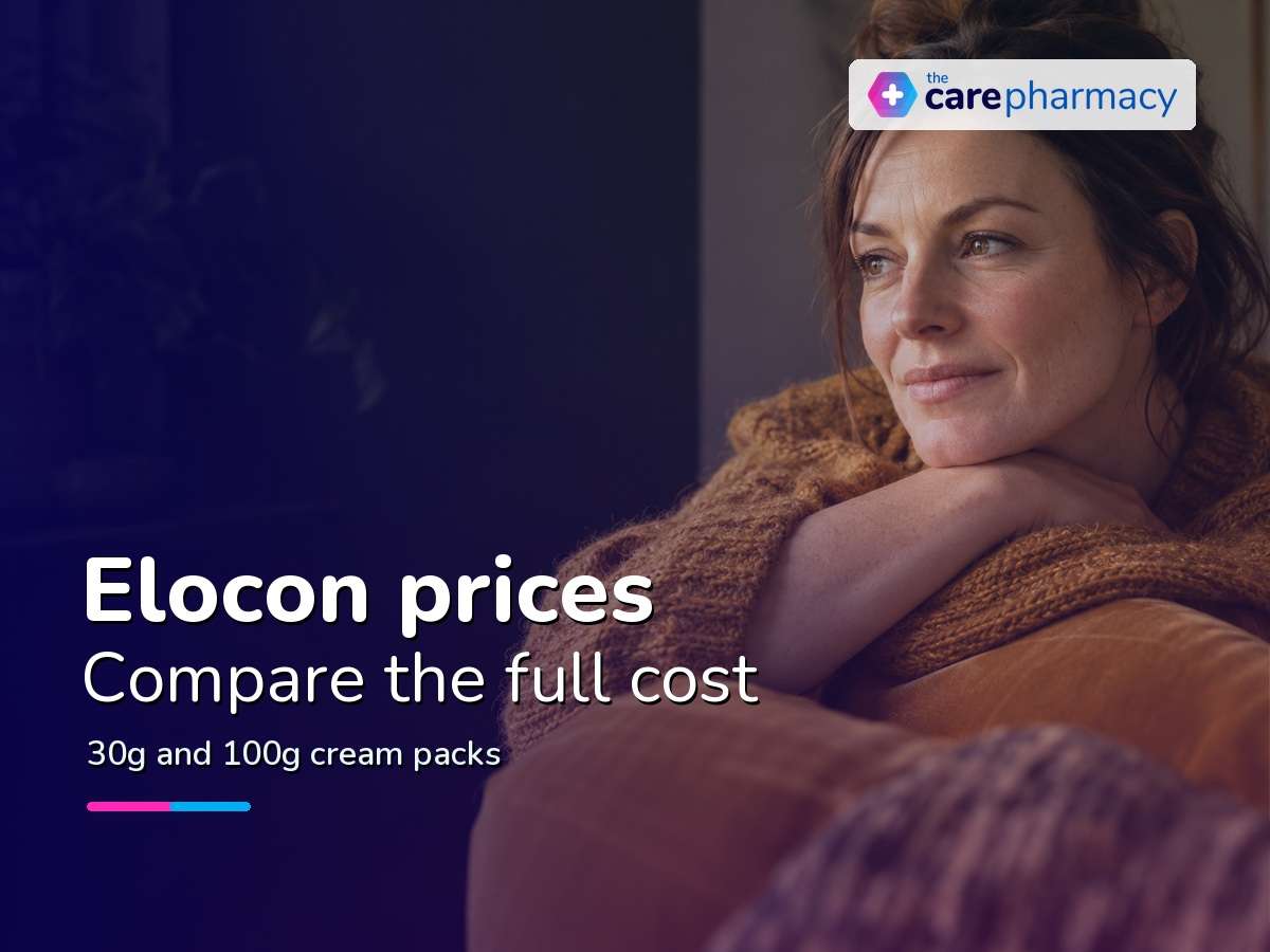 Woman resting her forearm beside a window for a guide to Elocon prices and cream sizes