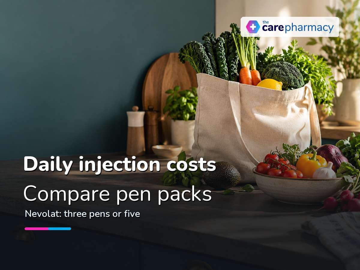 Fresh food and a linen shopping bag for a guide to Nevolat pen pack prices