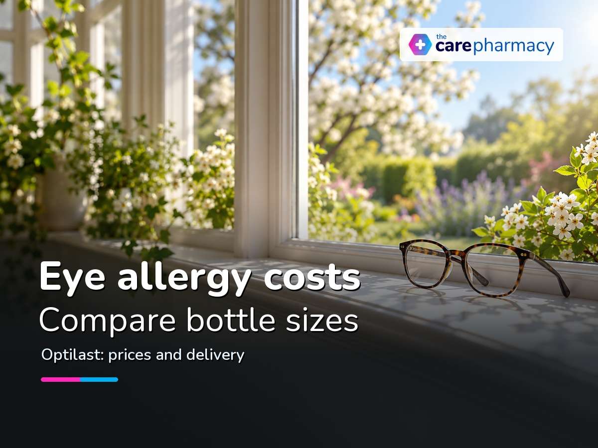 Spectacles beside a garden window for an Optilast price comparison