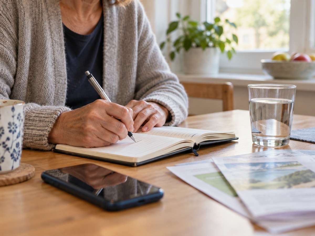 Notebook used to record suspected shingles symptom timing before assessment